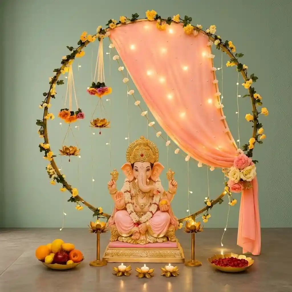 Elegant Peach Ganesh Decoration